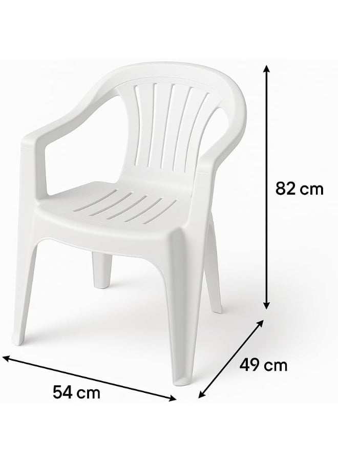 Master Gold Durable Plastic Garden Chair for Home Park | Outdoor and Indoor Sitting Chair with Comfortable Armrests | Lightweight and Portable Plastic Bench for Terrace, Balcony, Garden, Picnic | 49x54x82cm - Image 1